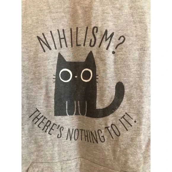 Nihilism Gray Hoodie XL Delta Fleece "There's Nothing To It!" NEW - Picture 2 of 4